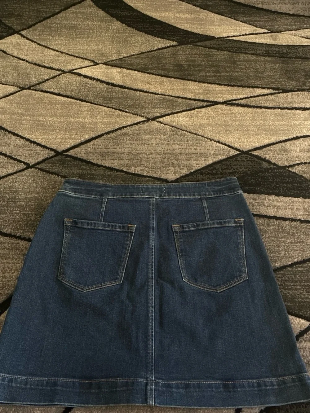 LOFT Dark Blue Button-Front Denim Skirt